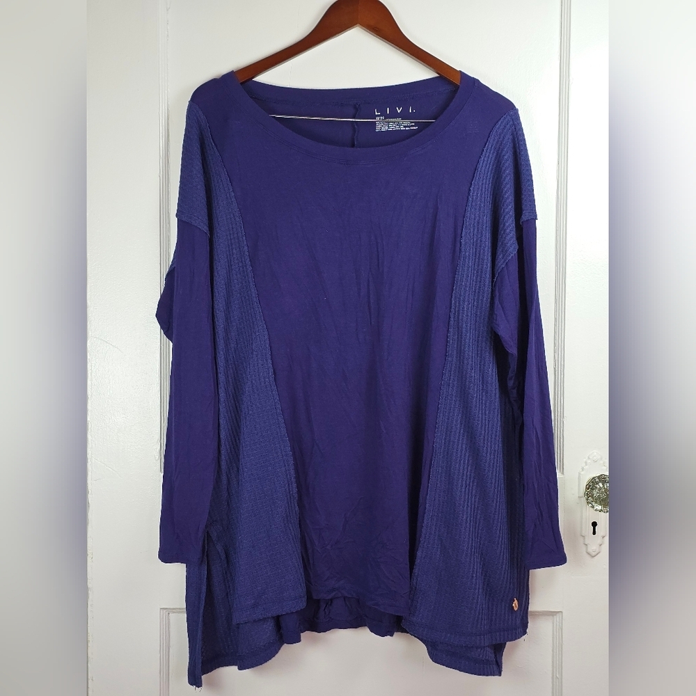 Lane Bryant Livi Royal Blue Knit Athletic Workout Top Plus 18/20